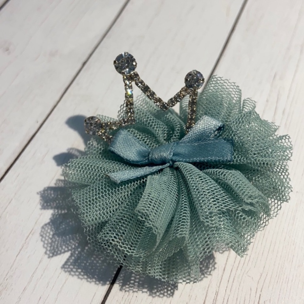 green baby princess hair clip tiara crown